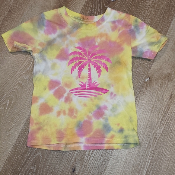 Other - Colorful Tie-Dye Kids Shirt with Palm Tree Design
